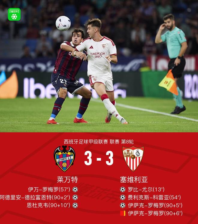 罗梅罗绝杀后挑衅看台染红，塞维利亚补时连遭反转战成3比3